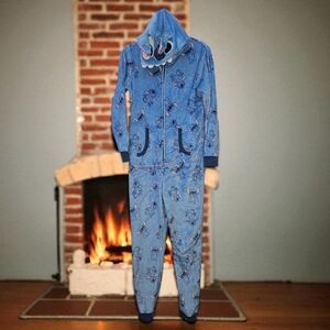 Disney Blue Stitch Hooded Onesie Pajama